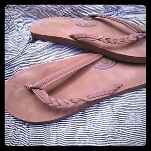 Rainbow Flirty Braid flip flops